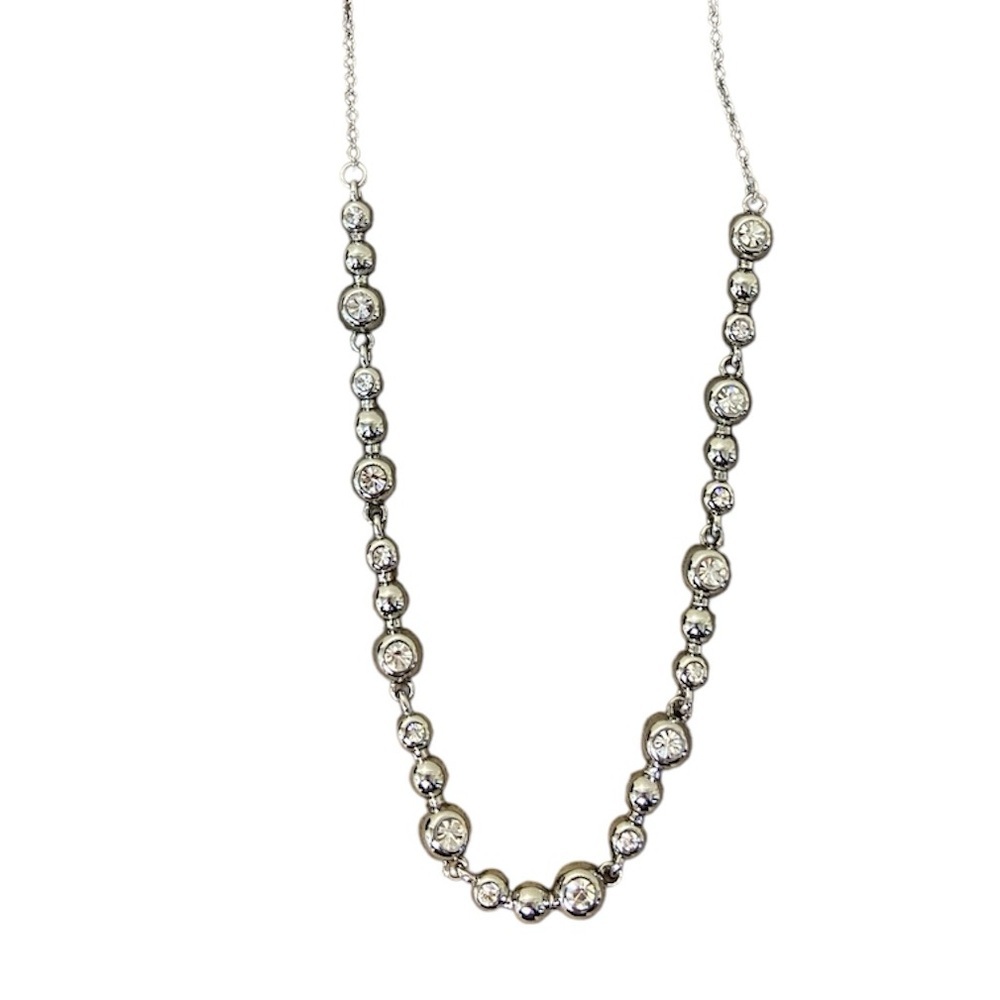 Crystal Station Silver Long Necklace - Women Jewelry